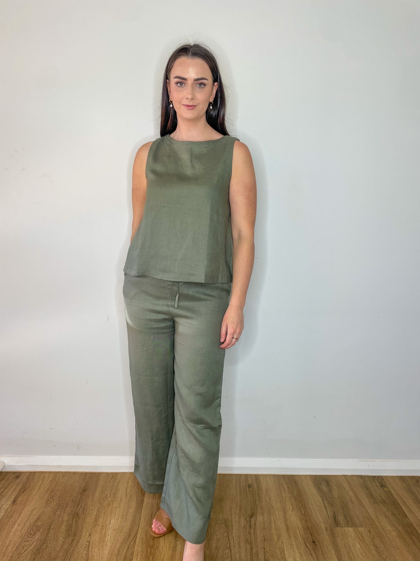 Paula Linen top - Khaki