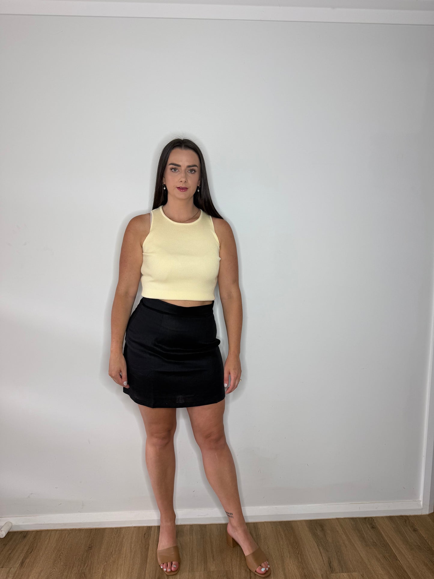 Margot Linen Mini Skirt - Black