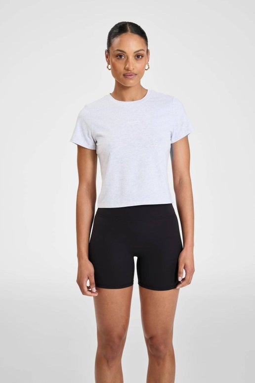 ALLFENIX Baby Tee: White Marle