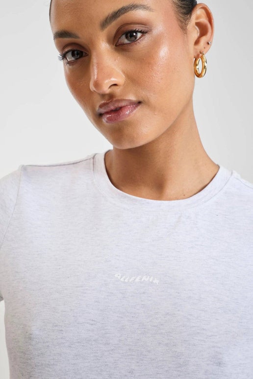 ALLFENIX Baby Tee: White Marle