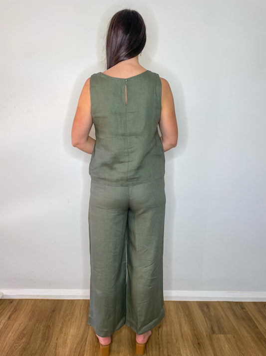 Paula Linen top - Khaki
