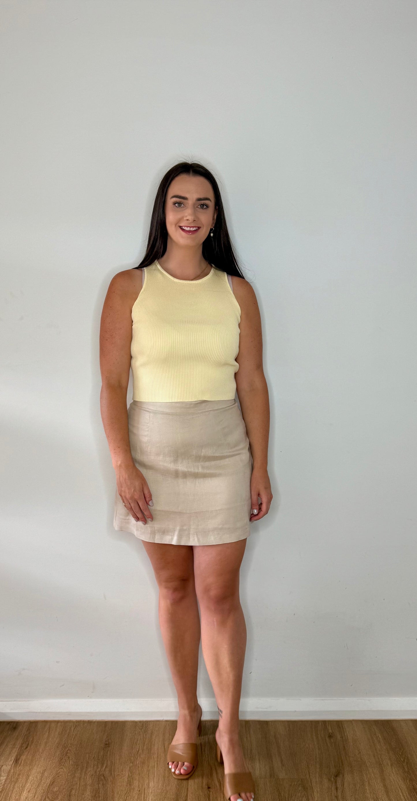 Margot Linen Mini Skirt - Beige