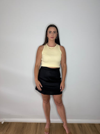 Margot Linen Mini Skirt - Black